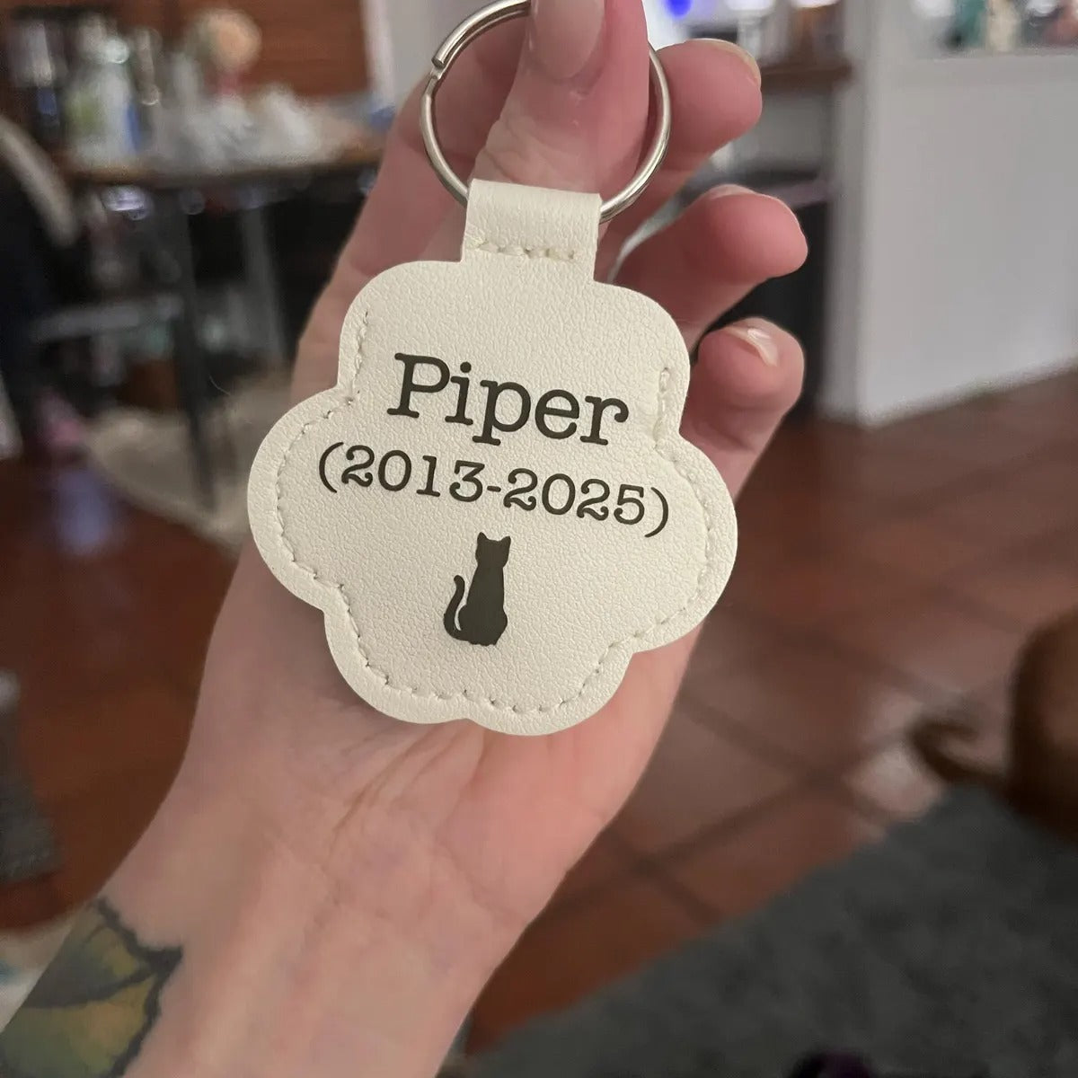 Custom Engraved Leather Pawprint Keychain with Embedded Pet Fur - Pet Hair Storage Keepsake, Pet Loss Memorial Gift for Pet Lovers