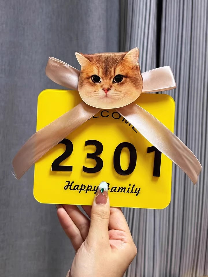 Custom Pet Door Sign for Cats & Dogs - Personalized House Number Plaque for Home, Airbnb & Dorm