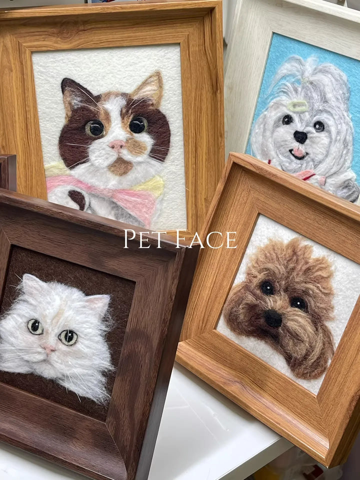 Custom Wool Felt Pet Portrait - Handmade Memorial for Furry Family Members
