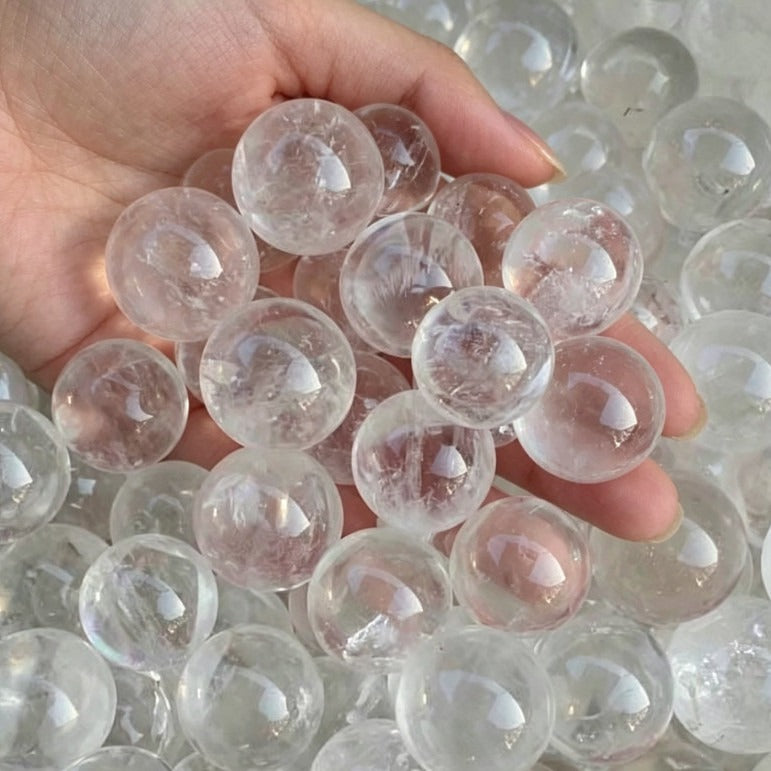 Natural Brazilian Clear Quartz Sphere Polished Raw Crystal Ball Ornament Wealth Good Luck Home Living Room Decor Gift Accessory