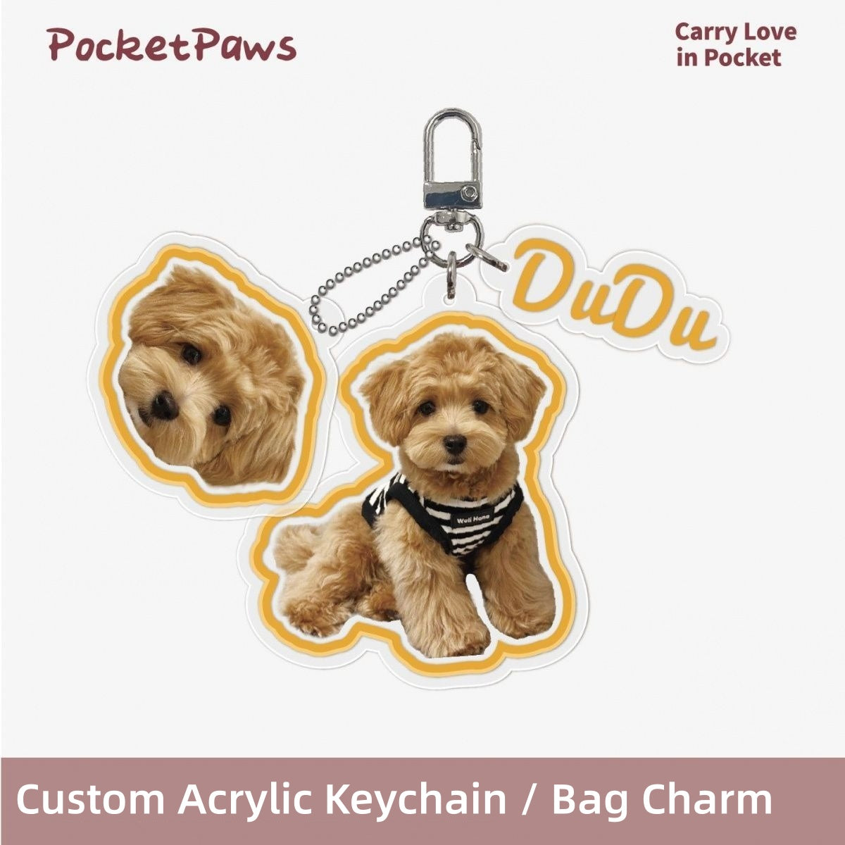 Personalized Photo Custom Acrylic Pet Tag DIY Dog Cat Name ID Tag Keychain Pet Bag Charm Custom Pet Gift For Dog Cat Owners