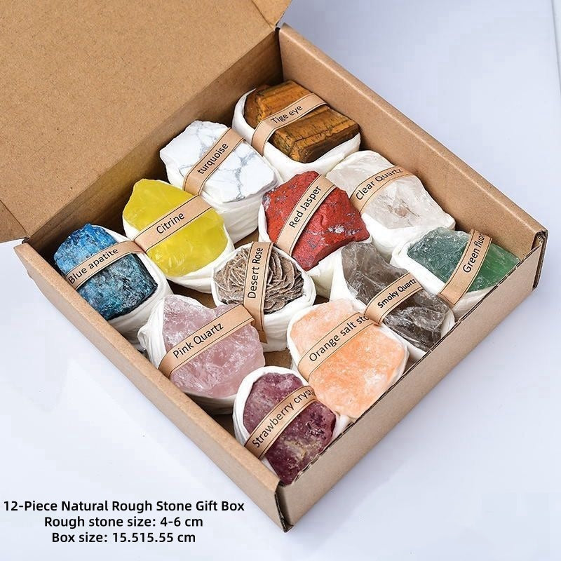 Natural Raw Crystal Rough Stone Ornament Multicolor Kids Gemstones Rare Mineral Rock Ore Specimen Collection Display Box Set