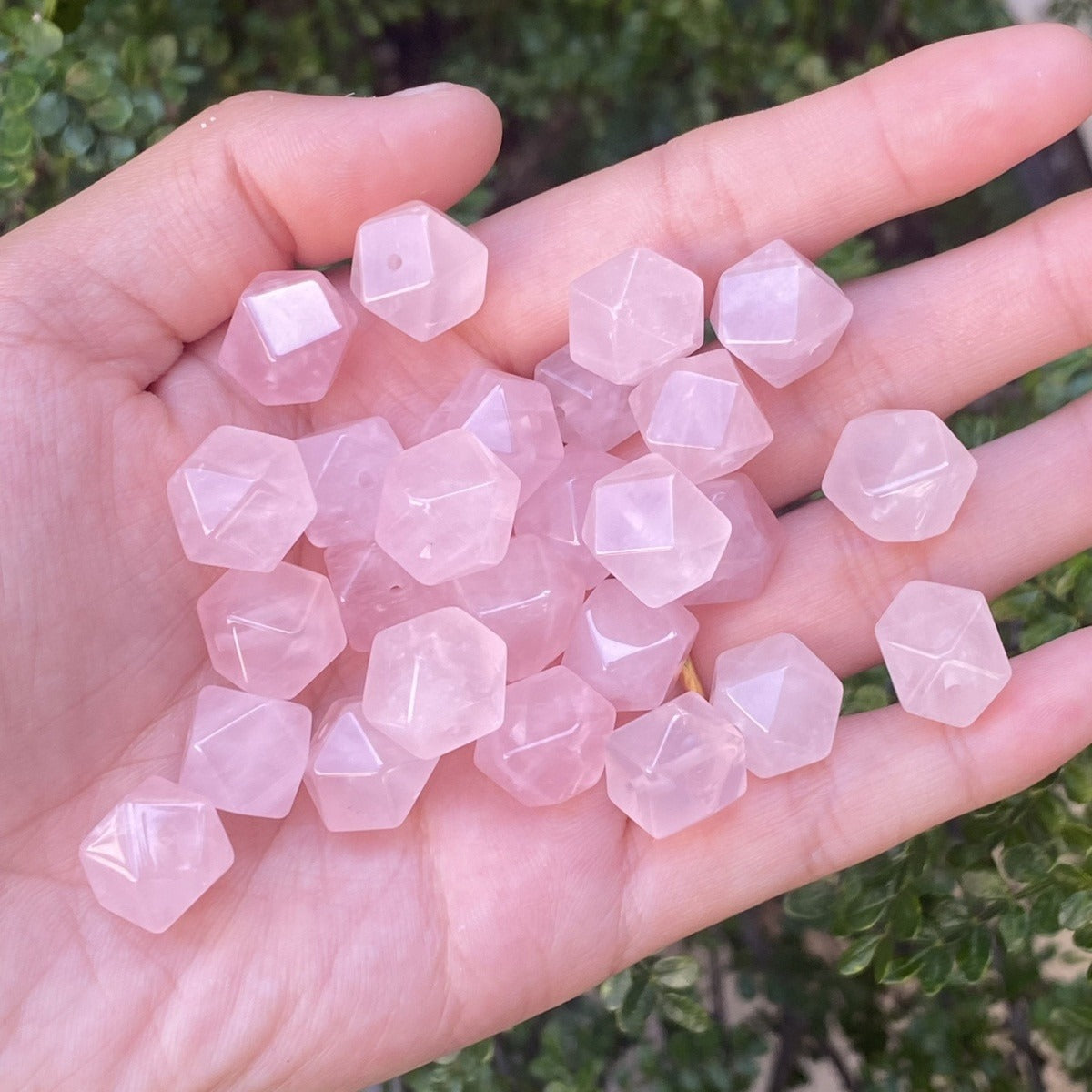 10Pcs Natural Starlight Rose Quartz Octagonal Hole Freeform Beads DIY Bracelet Spacer Beads Necklace Pendants