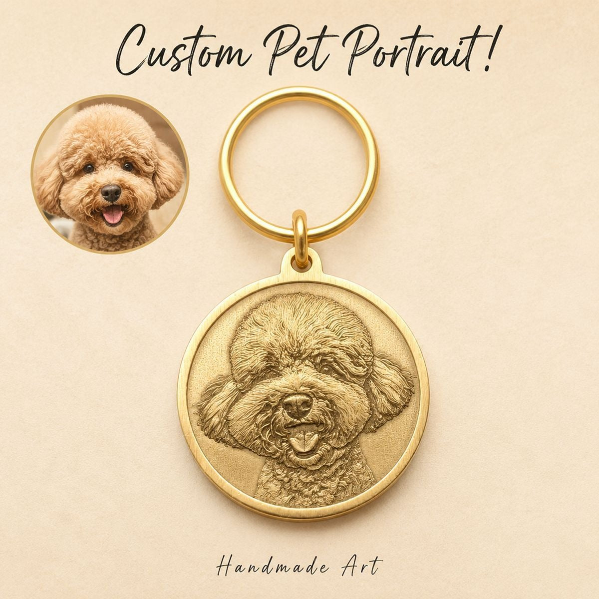 Custom Brass Relief Pet Tag Exquisite Engraved Name Plate Personalized Anti-Lost ID Pendant for Dogs and Cats