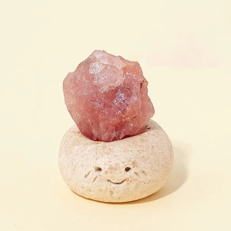 Crystal Little Pudding Yuanbao Fortune Ornament Olivenorma Natural Irregular Crystal Small Bean Decoration Reiki Healing Feng Shui Wealth Gift for Colleagues Crystal Lovers