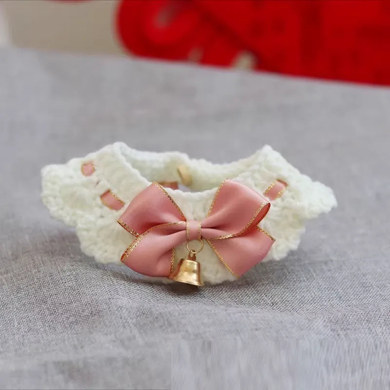 Festive Christmas Cat Collar: Elegant Lace Bow + Cute Jingle Bell, Perfect Holiday Decoration for Your Beloved Cat