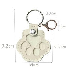 Custom Engraved Leather Pawprint Keychain with Embedded Pet Fur - Pet Hair Storage Keepsake, Pet Loss Memorial Gift for Pet Lovers