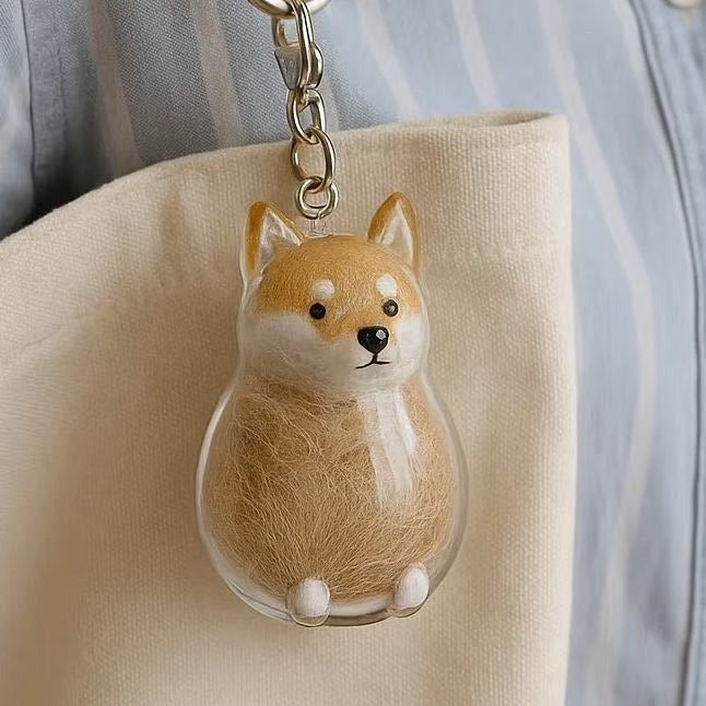 2PCS Cute Cat/Dog Fur Keepsake Keychain - Personalized Pet Hair Capsule