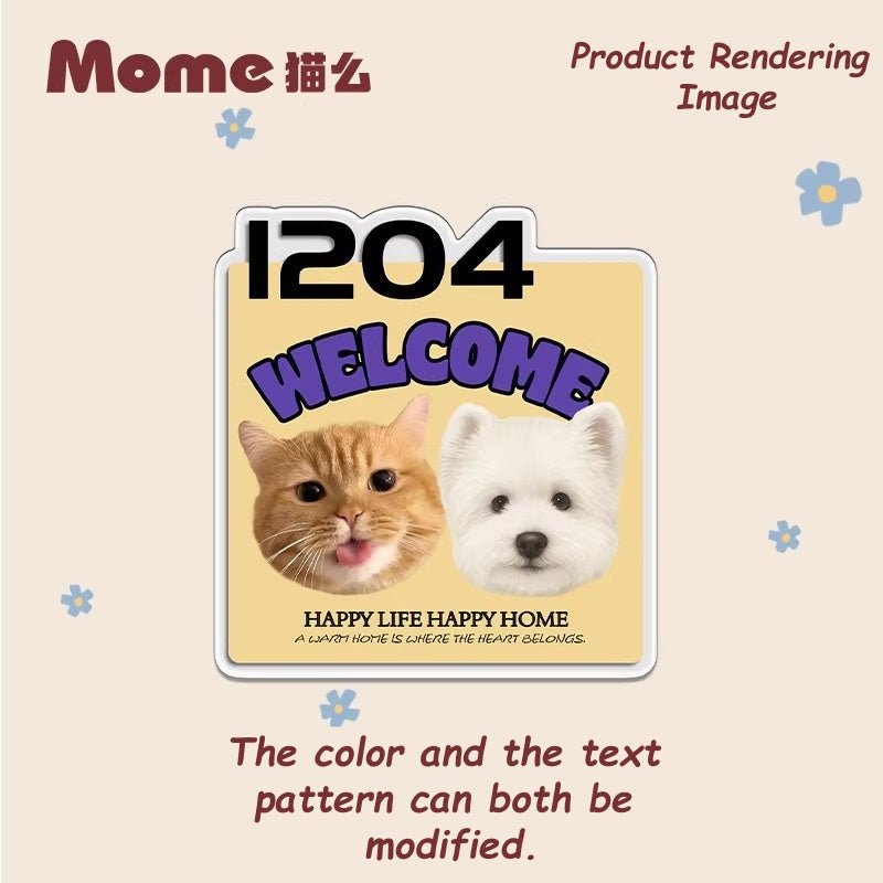 Custom Pet Door Sign for Cats & Dogs - Personalized House Number Plaque for Home, Airbnb & Dorm