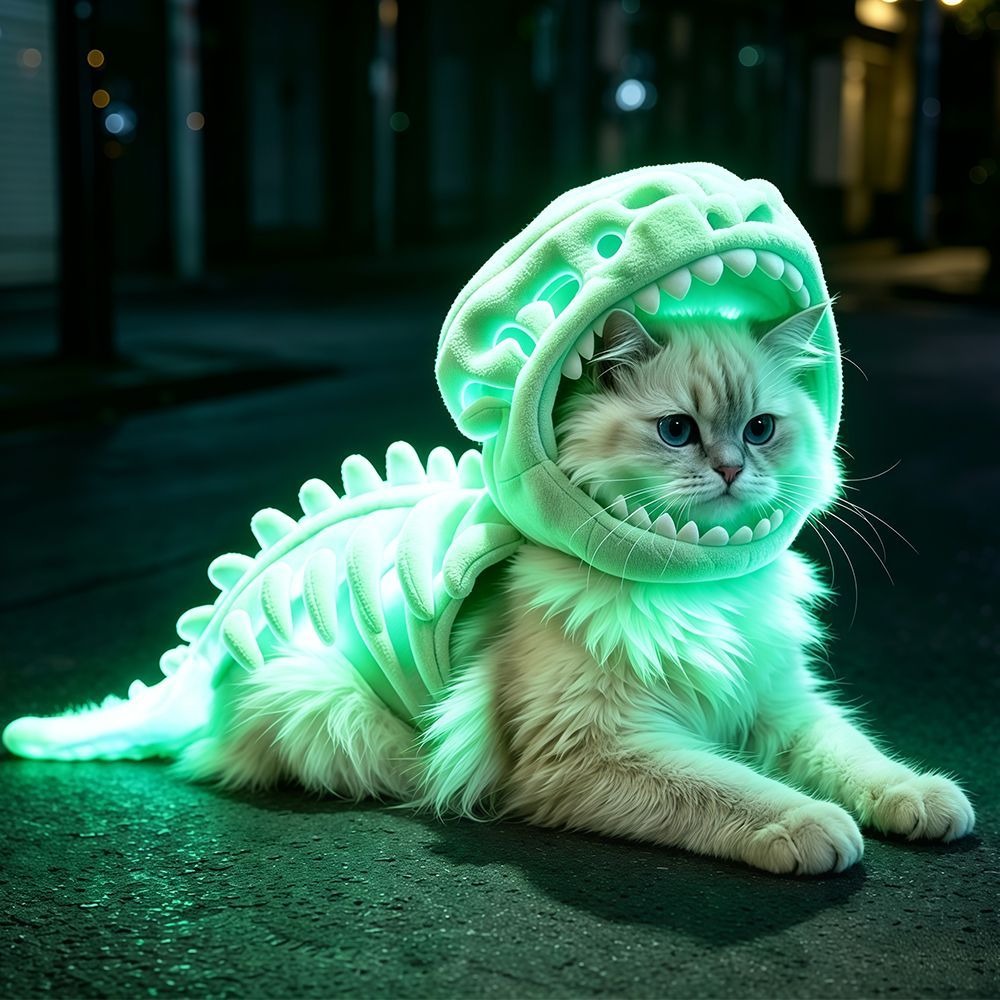 Luminous Dinosaur Skeleton Pet Hat Plush Tyrannosaurus Exoskeleton Doll Hood Viral TikTok Pet Costume Halloween Party Cosplay Accessory Fit All Cats Dogs