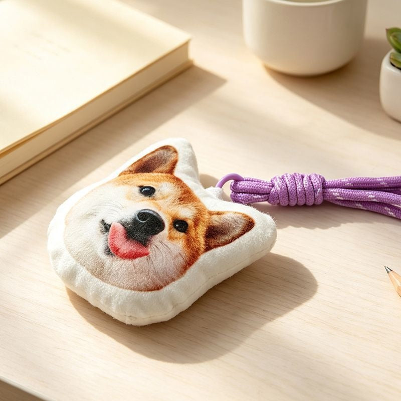 Custom Plush Pet Keychain Personalized Cute Pet Furry Friend Keyring Custom From Photo Creative Car Key Accessory Small Gift Souvenir