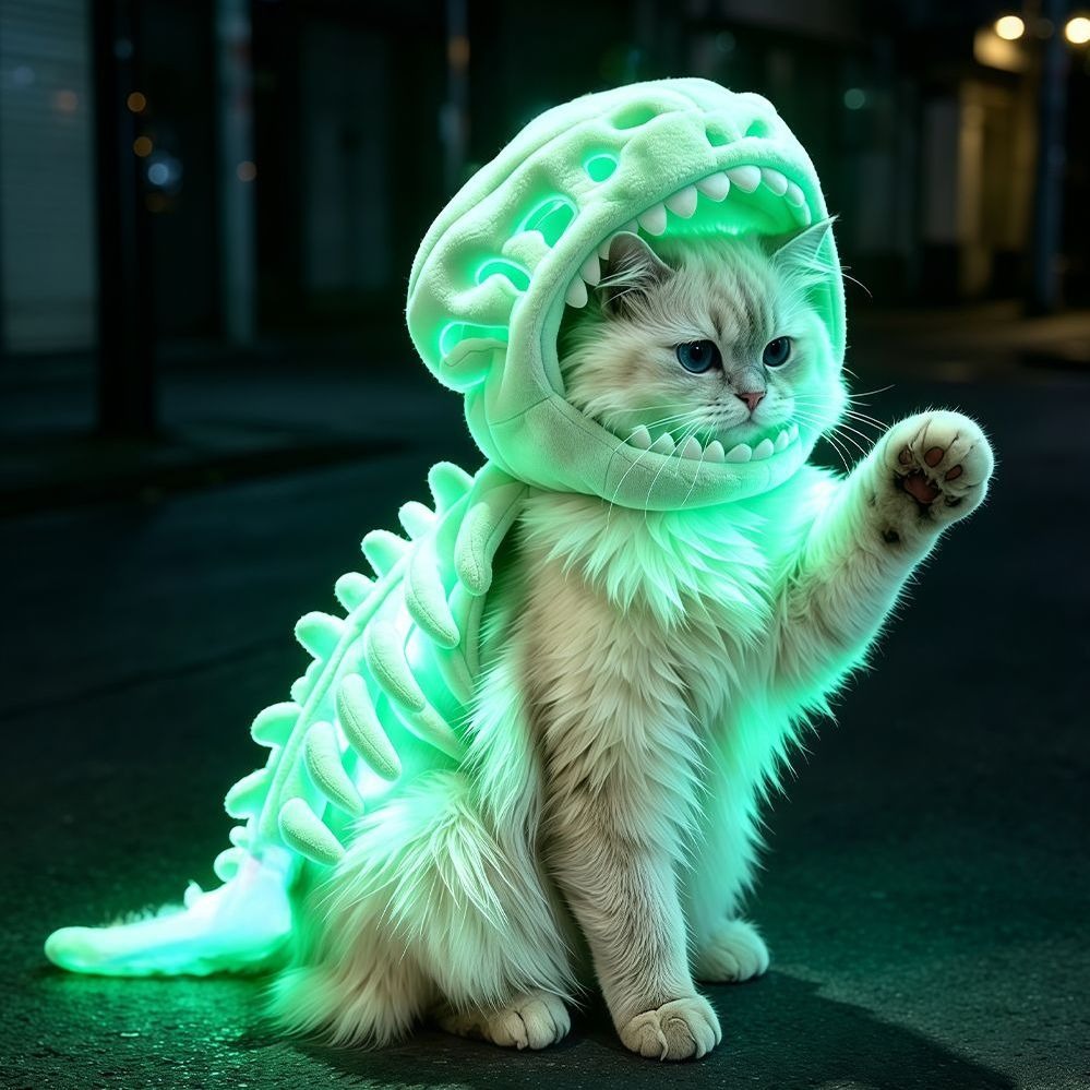 Luminous Dinosaur Skeleton Pet Hat Plush Tyrannosaurus Exoskeleton Doll Hood Viral TikTok Pet Costume Halloween Party Cosplay Accessory Fit All Cats Dogs