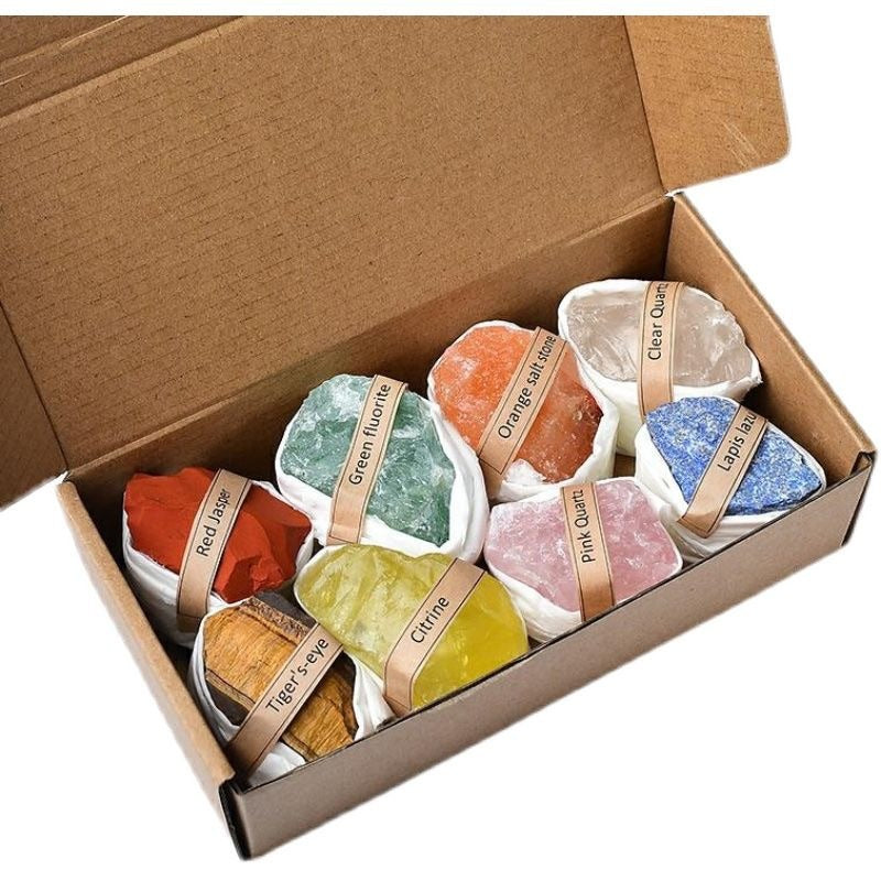 Natural Raw Crystal Rough Stone Ornament Multicolor Kids Gemstones Rare Mineral Rock Ore Specimen Collection Display Box Set
