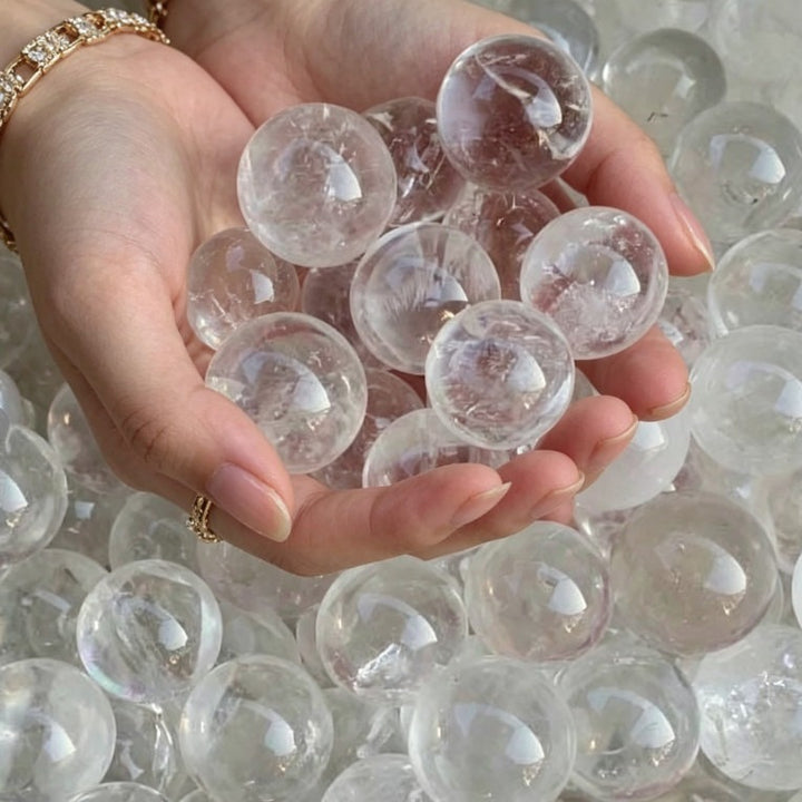 Natural Brazilian Clear Quartz Sphere Polished Raw Crystal Ball Ornament Wealth Good Luck Home Living Room Decor Gift Accessory