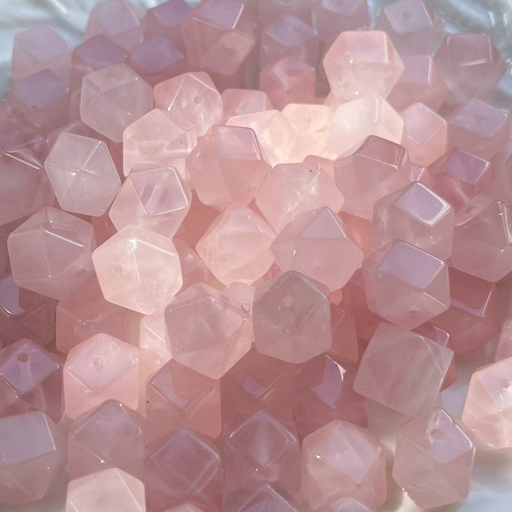 10Pcs Natural Starlight Rose Quartz Octagonal Hole Freeform Beads DIY Bracelet Spacer Beads Necklace Pendants