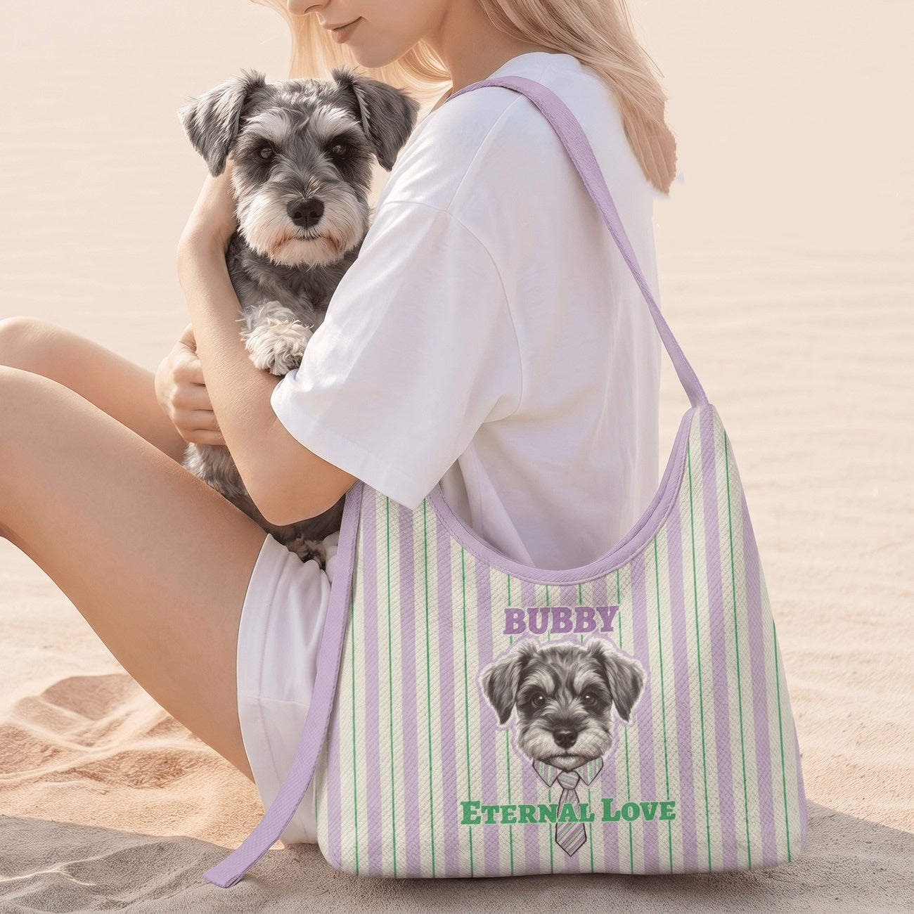 Custom Pet Portrait Crossbody Bag Personalized Pet Photo Canvas Shoulder Bag Lightweight Sports Commute Street Trend Sling Bag