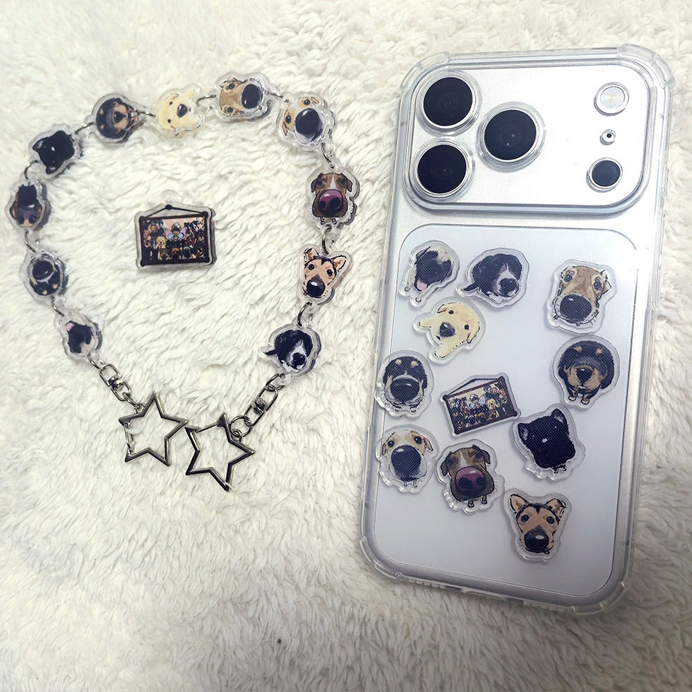 Custom DIY Junliangs Dog Hand Drawn Acrylic Phone Chain Healing Style Fan Merch Personalized Customizable Design Perfect Collectible Keepsake Gift For Junliangs Dog Fans Lightweight Portable Phone Accessory
