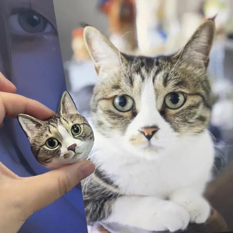 Handmade 3D Custom Pet Bust Refrigerator Magnet - Personalized Dog Cat Memorial Gift for Pet Lovers & Home Decor