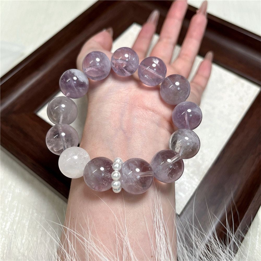 Original Luxury Purple Rutile Crystal Bracelet Natural Amethyst Good Luck Bracelet Handmade Crystal Jewelry Gift For Best Friend