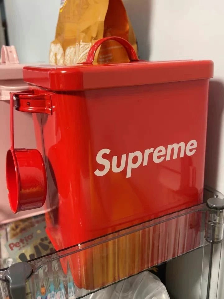 【 Buy 1, Get 2 Free! 😍】 Fun McDonald's Iron Pet Food Storage Bucket in Red - With Sealing Gasket to Prevent Moisture and Keep Pets from Opening. 6-10L Large Capacity