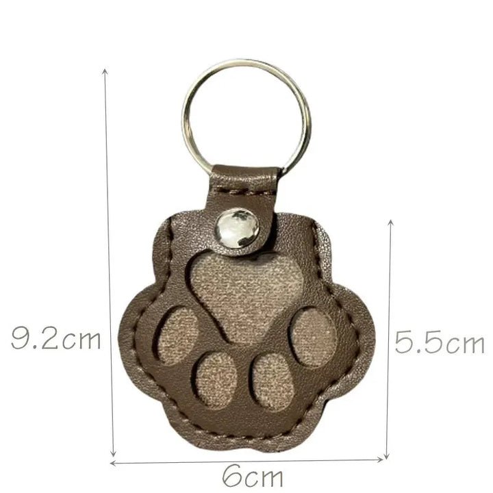 Custom Engraved Leather Pawprint Keychain with Embedded Pet Fur - Pet Hair Storage Keepsake, Pet Loss Memorial Gift for Pet Lovers