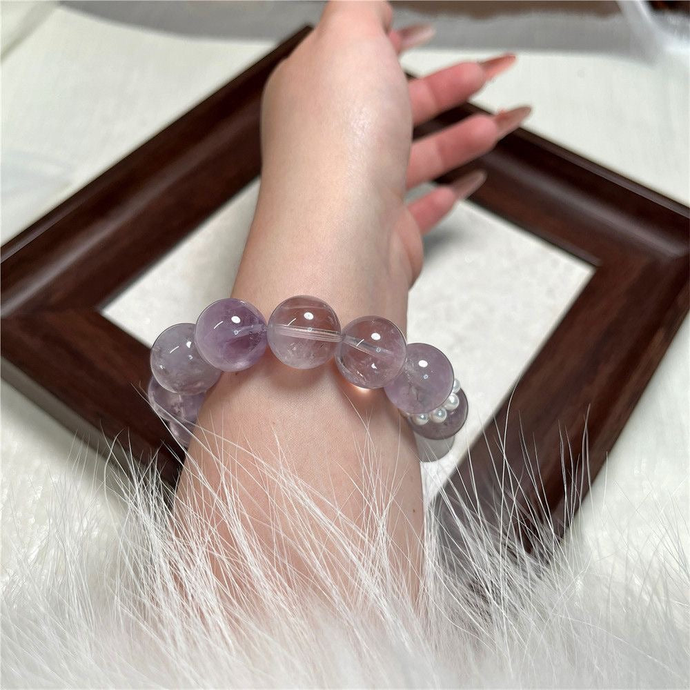Original Luxury Purple Rutile Crystal Bracelet Natural Amethyst Good Luck Bracelet Handmade Crystal Jewelry Gift For Best Friend