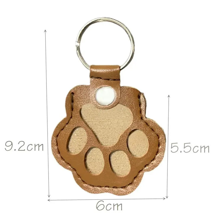 1PC-Light Brown Paw Print Pet Hair Keepsake Keychain - 6cm Cute Leather Pet Memorial Pendant, Portable Fur Storage Charm for Dogs & Cats