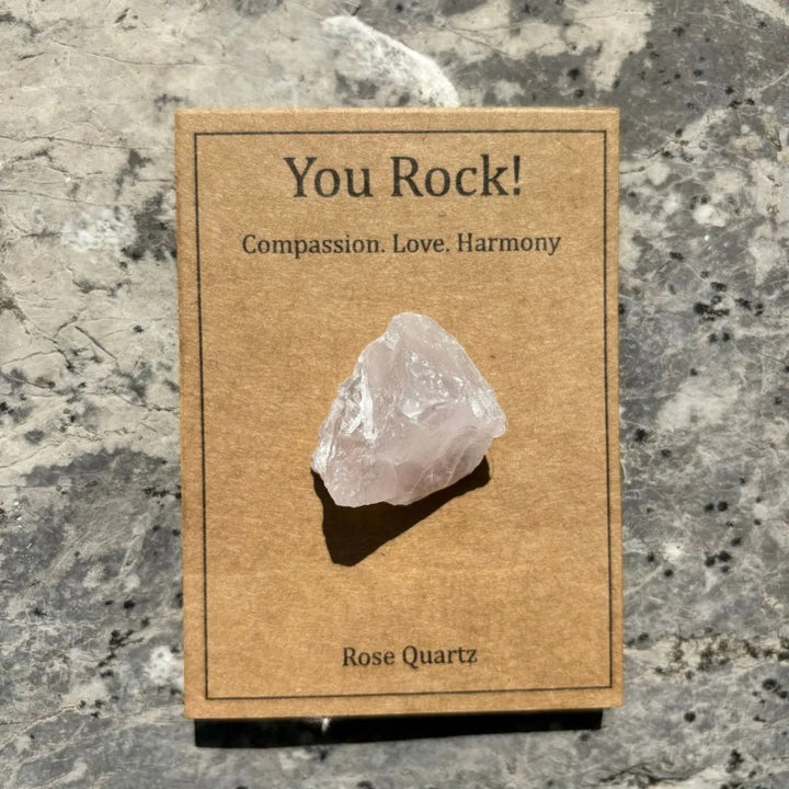 You Rock Raw Natural Crystal Stone With Affirmation Kraft Card Healing Pocket Crystal Positive Energy Encouragement Gift