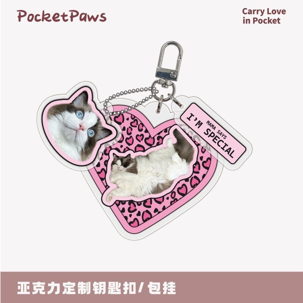 Personalized Photo Custom Acrylic Pet Tag DIY Dog Cat Name ID Tag Keychain Pet Bag Charm Custom Pet Gift For Dog Cat Owners