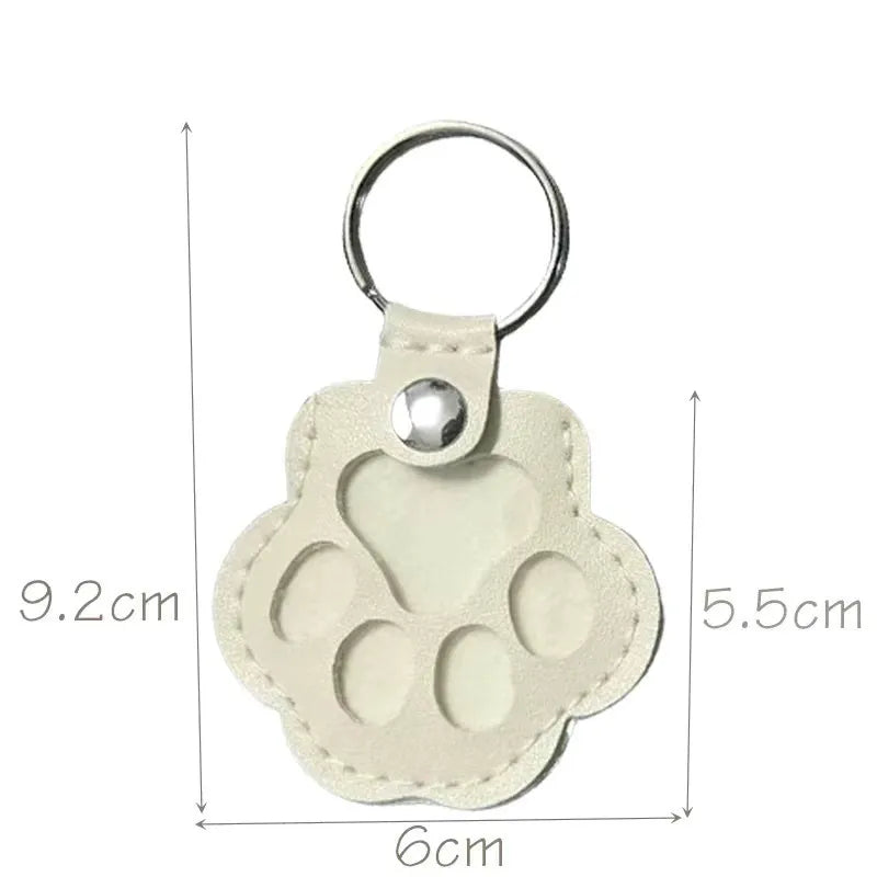 Custom Engraved Leather Pawprint Keychain with Embedded Pet Fur - Pet Hair Storage Keepsake, Pet Loss Memorial Gift for Pet Lovers
