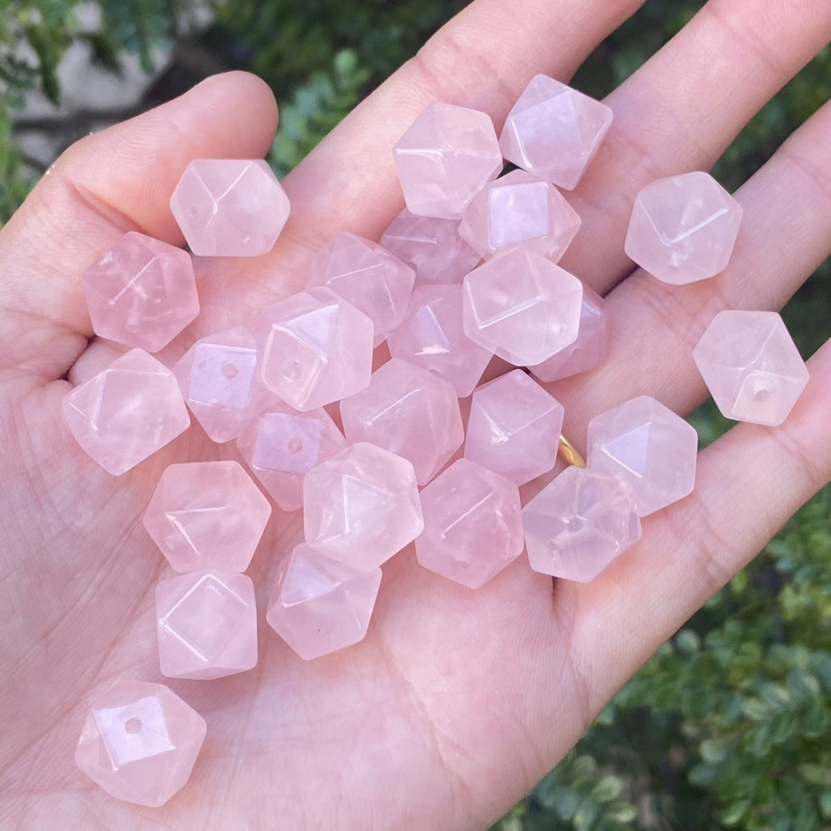 10Pcs Natural Starlight Rose Quartz Octagonal Hole Freeform Beads DIY Bracelet Spacer Beads Necklace Pendants