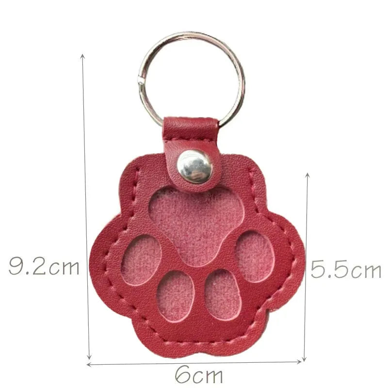 Custom Engraved Leather Pawprint Keychain with Embedded Pet Fur - Pet Hair Storage Keepsake, Pet Loss Memorial Gift for Pet Lovers