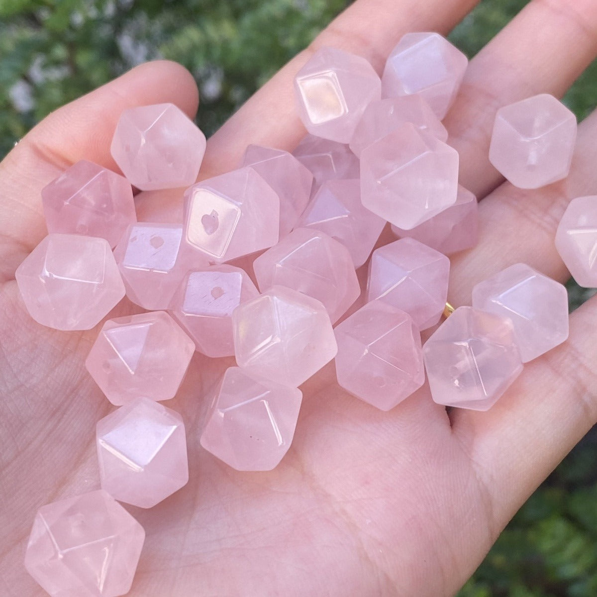 10Pcs Natural Starlight Rose Quartz Octagonal Hole Freeform Beads DIY Bracelet Spacer Beads Necklace Pendants
