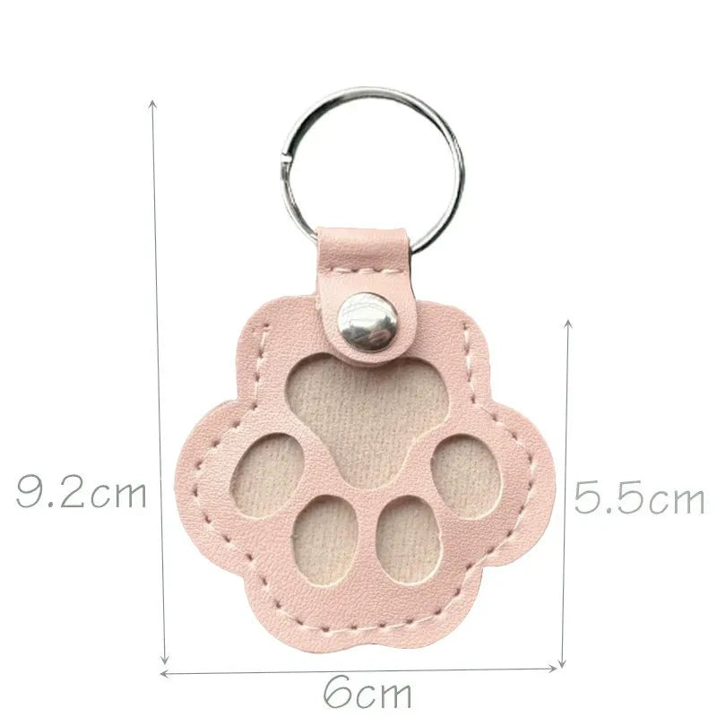 Custom Engraved Leather Pawprint Keychain with Embedded Pet Fur - Pet Hair Storage Keepsake, Pet Loss Memorial Gift for Pet Lovers