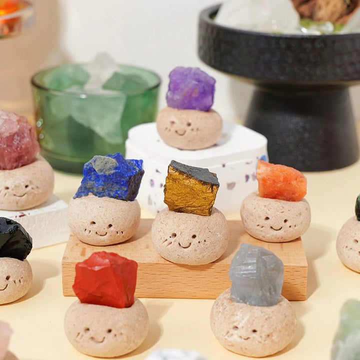 Crystal Little Pudding Yuanbao Fortune Ornament Olivenorma Natural Irregular Crystal Small Bean Decoration Reiki Healing Feng Shui Wealth Gift for Colleagues Crystal Lovers