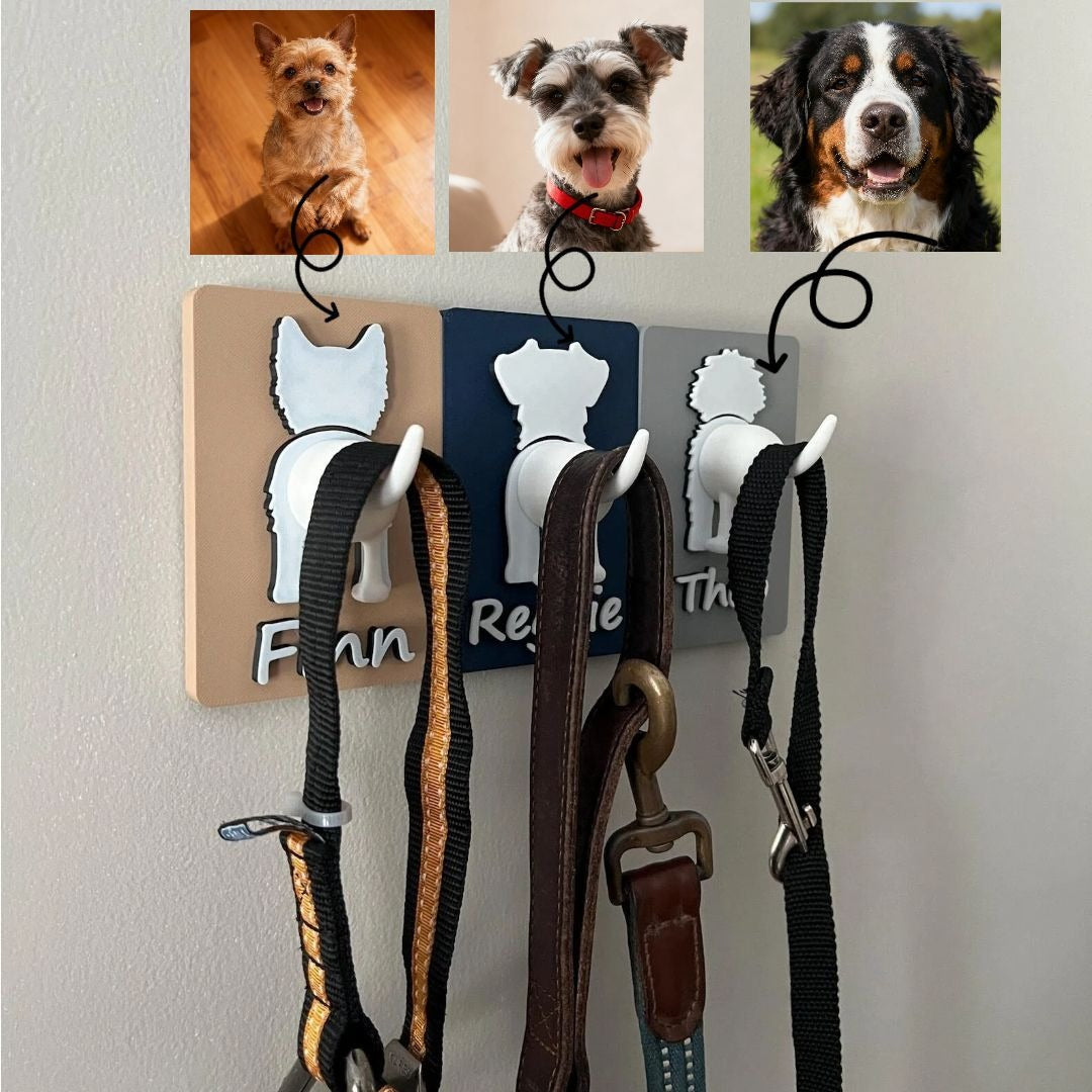 Customizable Pet Leash Holder Personalized Dog Pattern Pet Name Engraved Plastic Pet Accessory Storage Rack For Dog Lovers