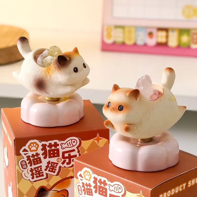 Rotatable Cartoon Cat Crystal Aroma Diffuser Stone Resin Stress Relief Desktop Ornament Home Decor Birthday Gift for Living Room Office Entryway