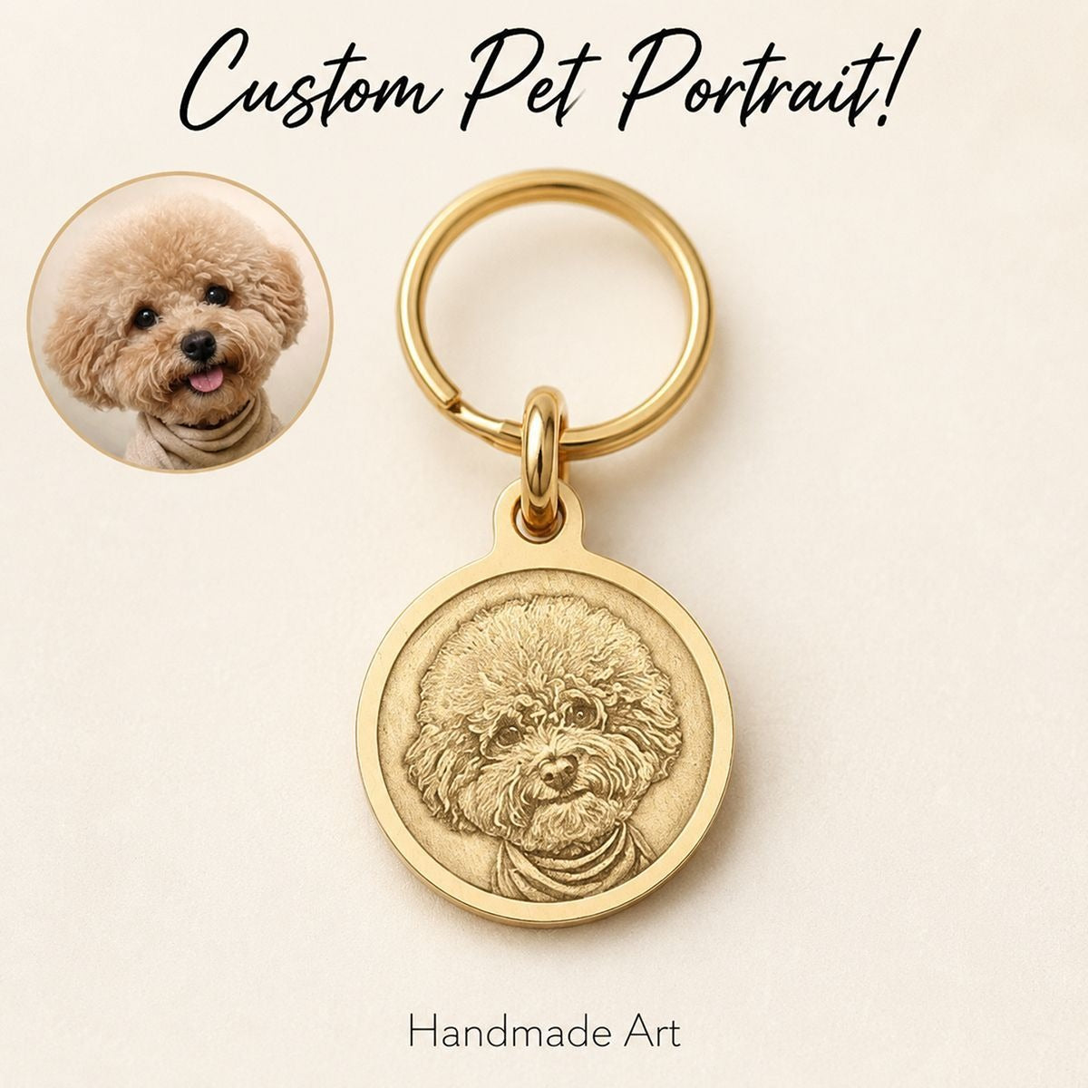 Custom Brass Relief Pet Tag Exquisite Engraved Name Plate Personalized Anti-Lost ID Pendant for Dogs and Cats