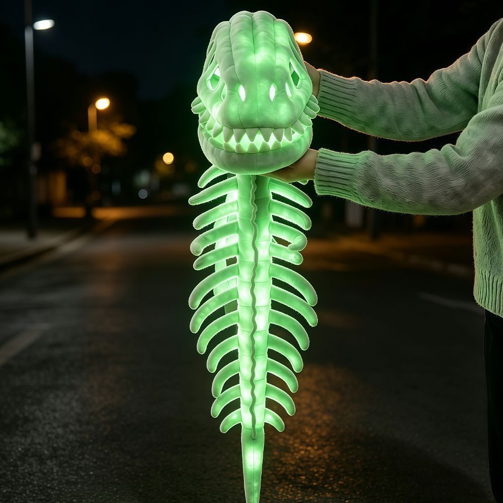 Luminous Dinosaur Skeleton Pet Hat Plush Tyrannosaurus Exoskeleton Doll Hood Viral TikTok Pet Costume Halloween Party Cosplay Accessory Fit All Cats Dogs