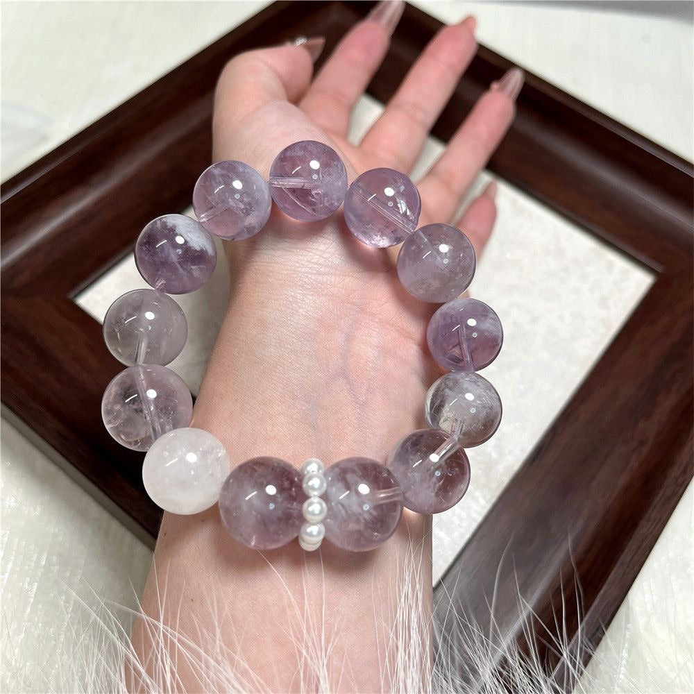 Original Luxury Purple Rutile Crystal Bracelet Natural Amethyst Good Luck Bracelet Handmade Crystal Jewelry Gift For Best Friend