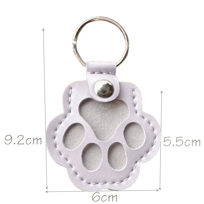 Custom Engraved Leather Pawprint Keychain with Embedded Pet Fur - Pet Hair Storage Keepsake, Pet Loss Memorial Gift for Pet Lovers