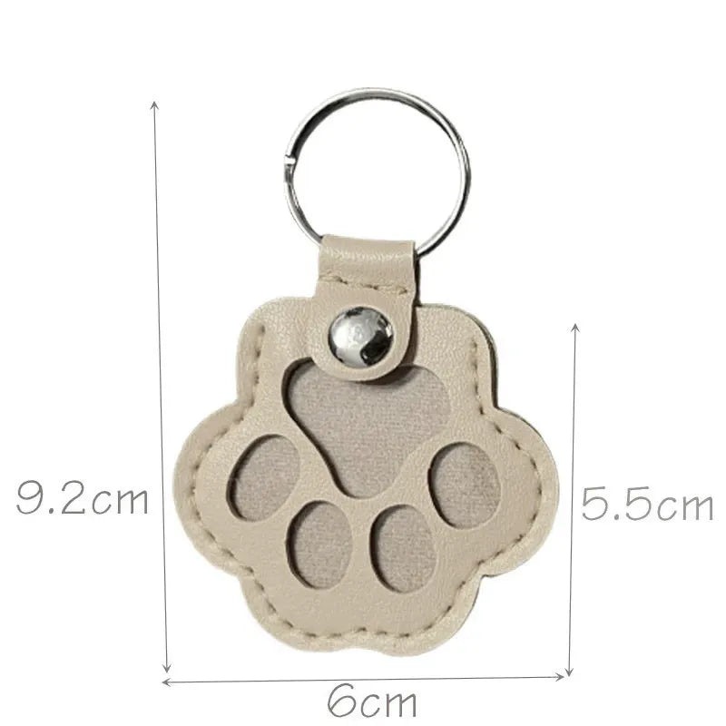 Custom Engraved Leather Pawprint Keychain with Embedded Pet Fur - Pet Hair Storage Keepsake, Pet Loss Memorial Gift for Pet Lovers