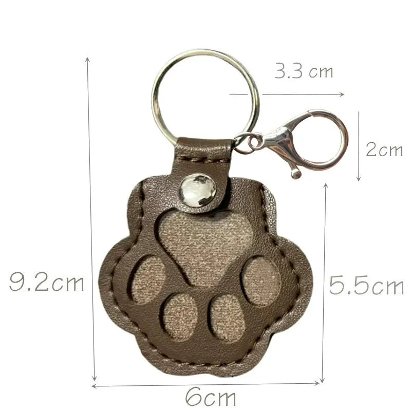 Custom Engraved Leather Pawprint Keychain with Embedded Pet Fur - Pet Hair Storage Keepsake, Pet Loss Memorial Gift for Pet Lovers