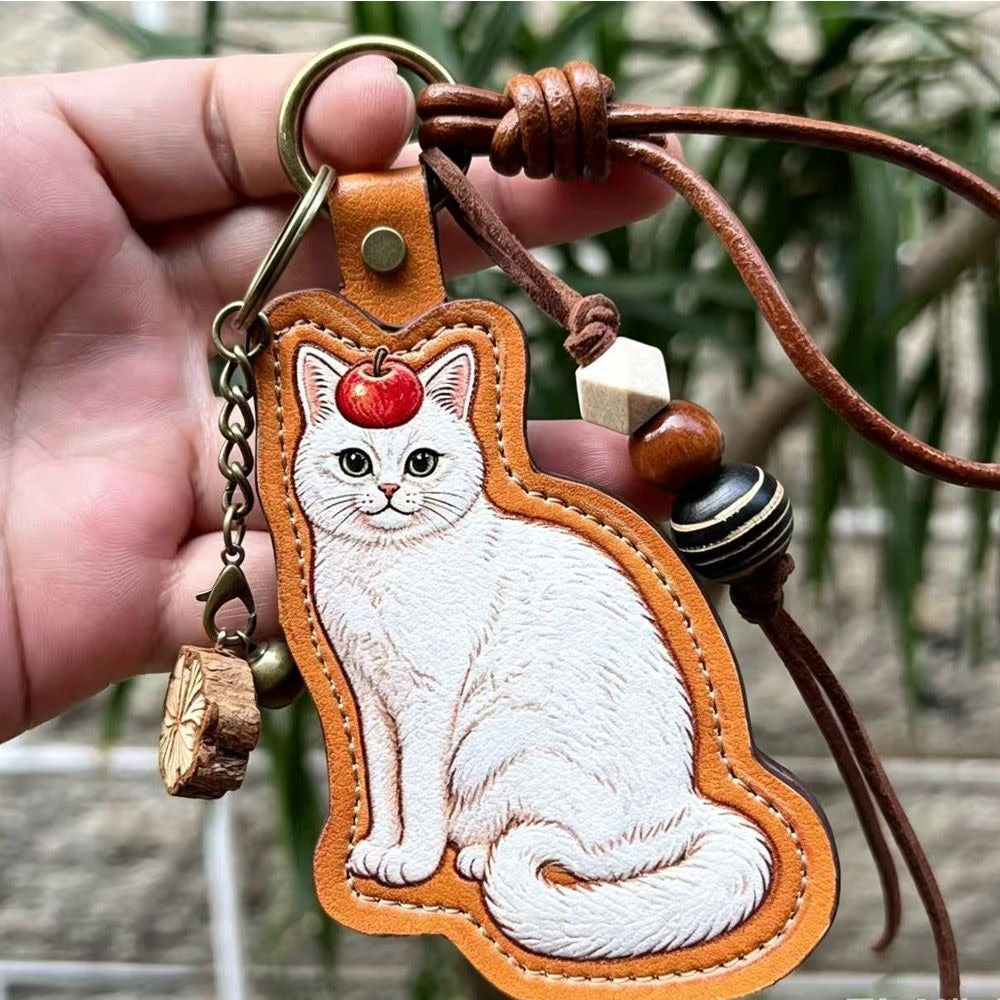Custom UV Print PU Leather Pet Memorial Keychain Personalized Corgi Cat Picture Keepsake Sympathy Remembrance Gift For Pet Loss Friends Birthday Present