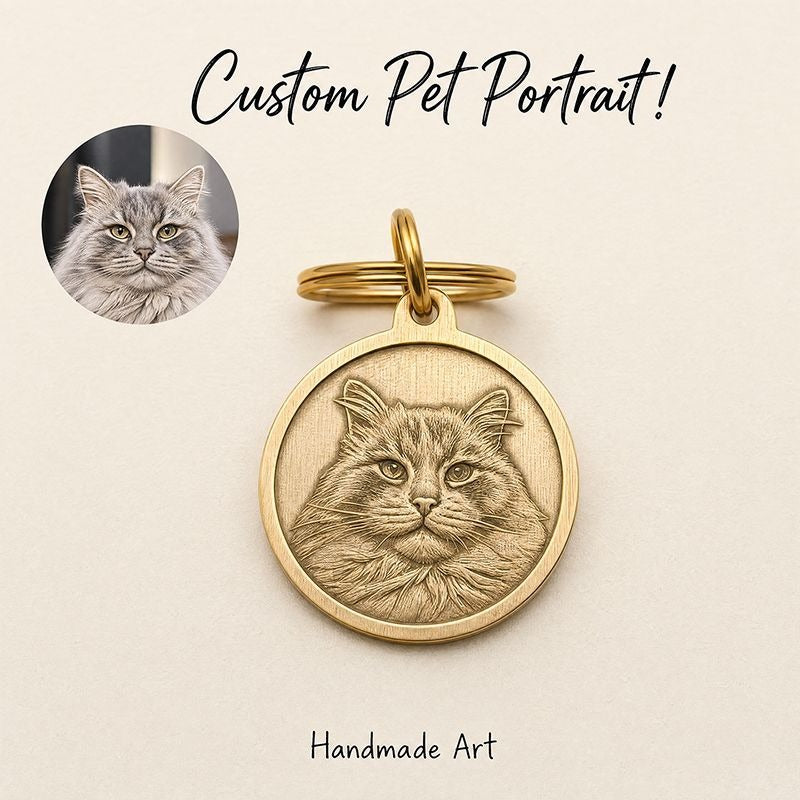 Custom Brass Relief Pet Tag Exquisite Engraved Name Plate Personalized Anti-Lost ID Pendant for Dogs and Cats