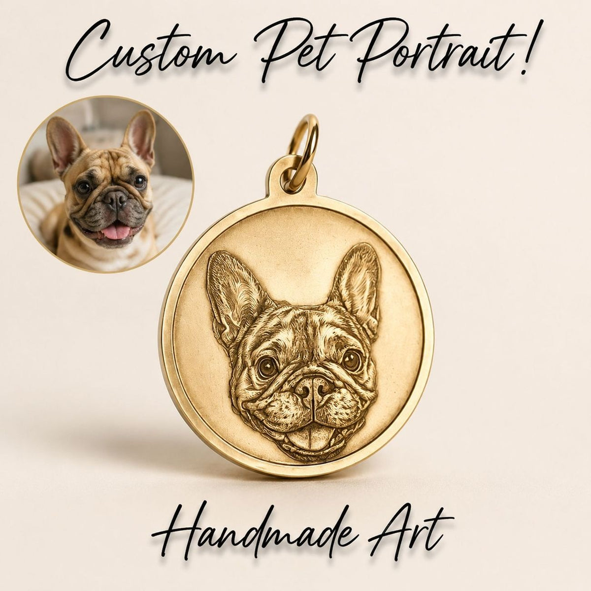 Custom Brass Relief Pet Tag Exquisite Engraved Name Plate Personalized Anti-Lost ID Pendant for Dogs and Cats