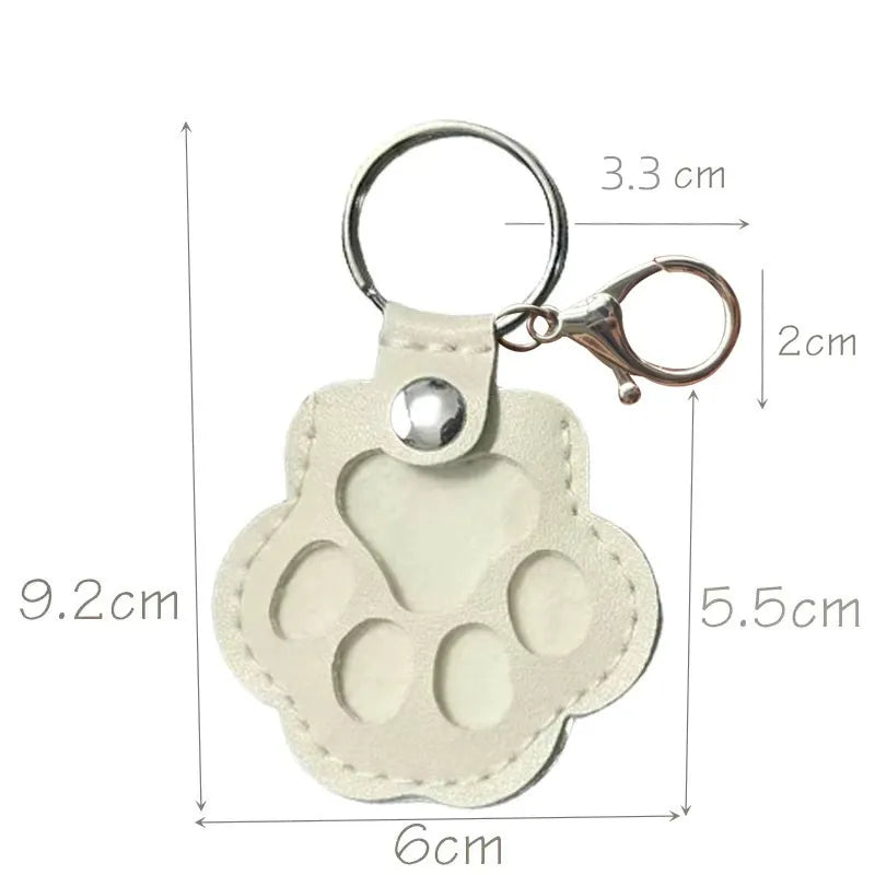 Leather Paw Keychain Pet Hair Collector - Handmade Memorial Storage Bag for Dogs & Cats