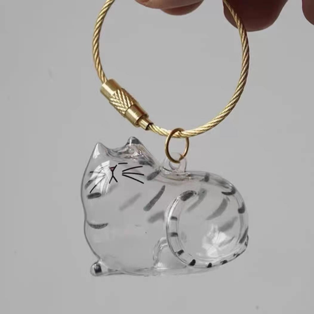 2PCS Cute Cat/Dog Fur Keepsake Keychain - Personalized Pet Hair Capsule