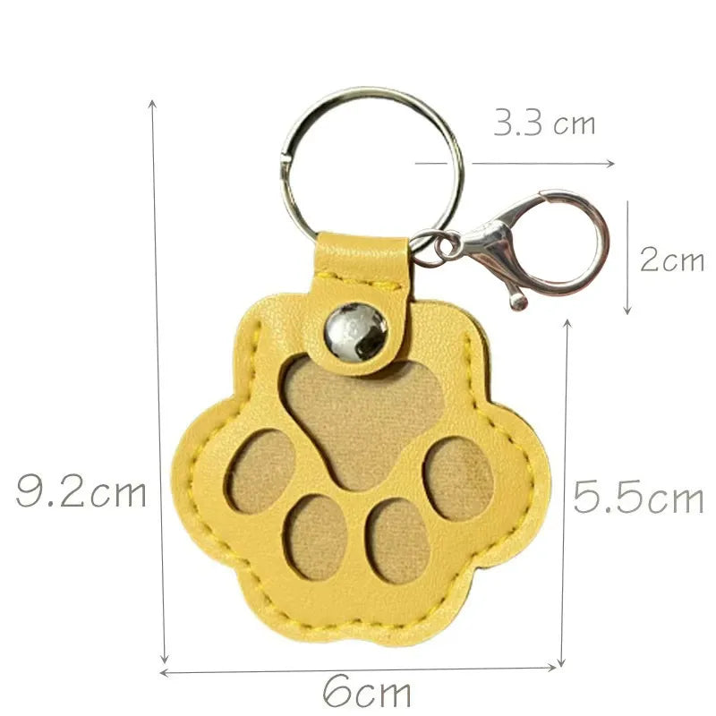 Leather Paw Keychain Pet Hair Collector - Handmade Memorial Storage Bag for Dogs & Cats