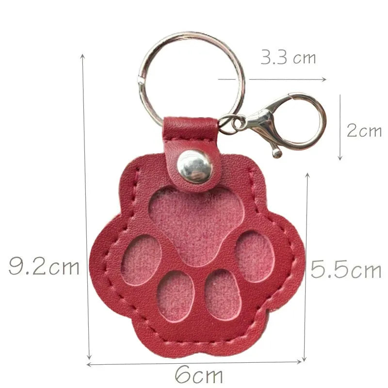 Custom Engraved Leather Pawprint Keychain with Embedded Pet Fur - Pet Hair Storage Keepsake, Pet Loss Memorial Gift for Pet Lovers